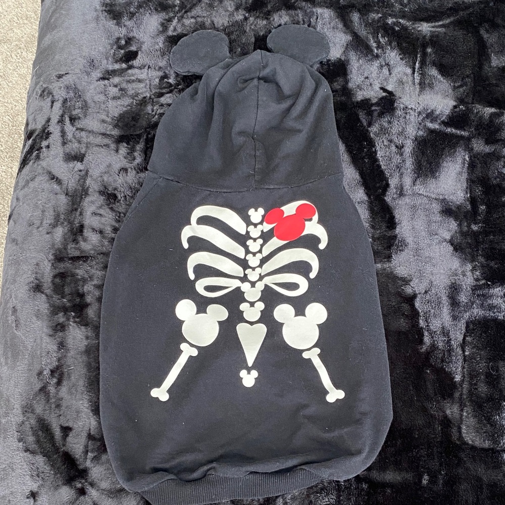 Disney Mickey black skeleton dog hoodie
